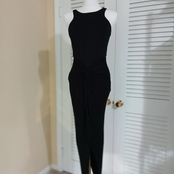 Vintage black stretch rayon sleeveless maxi dress with tulip skirt size medium - Picture 7 of 15